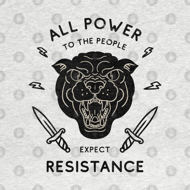 Black Panther - All Power to the People - Expect Resistance | Black Owned BLM Black Lives Matter | Original Art Pillowcase | Tattoo Style Logo by anycolordesigns